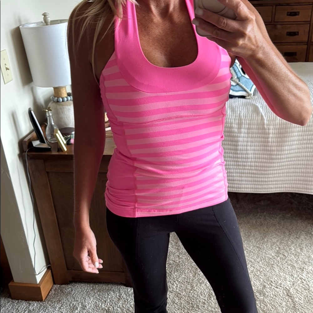 lululemon athletica Pink Striped Racerback Tank